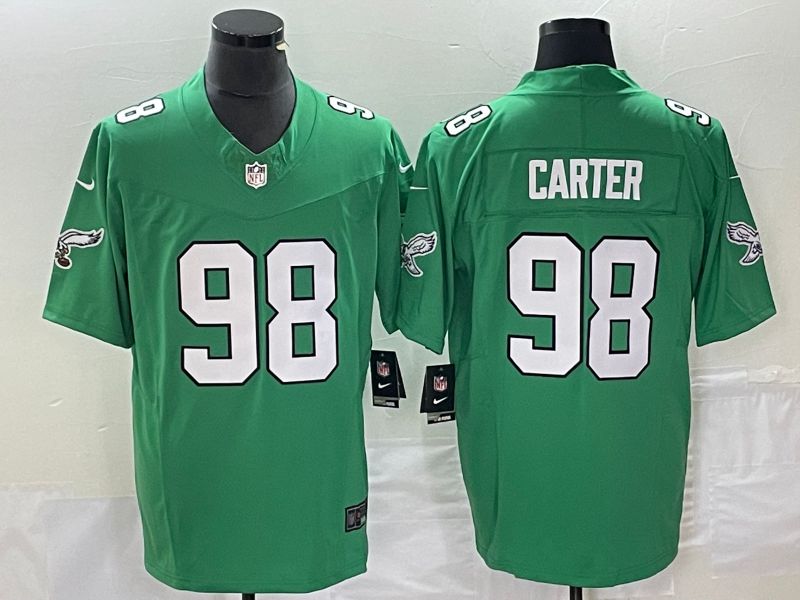 Men Philadelphia Eagles 98 Carter Green Nike Throwback Vapor Limited NFL Jersey